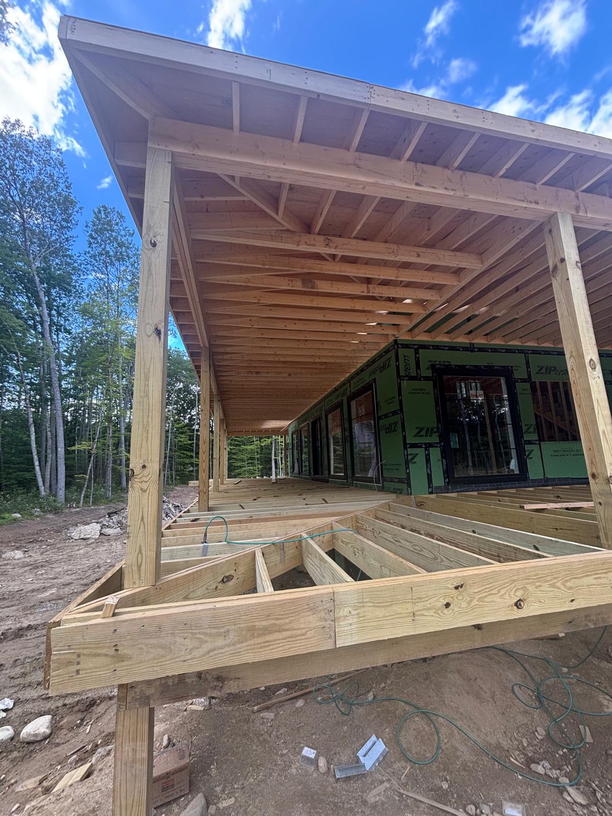 Wrap-around porch framing under construction